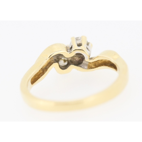 268 - Diamond Twin Stone Wrap Around Form Ring Mounted in 18 Carat Yellow Gold Ring Size L