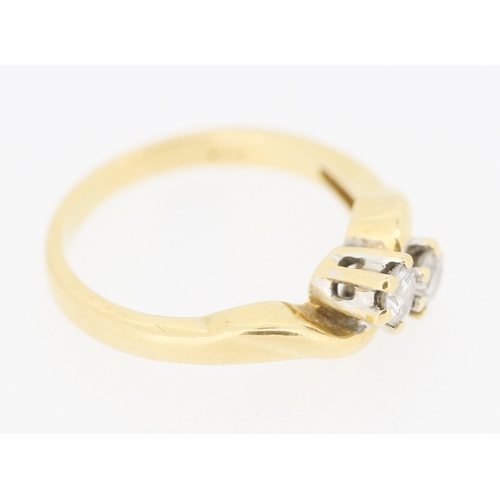 268 - Diamond Twin Stone Wrap Around Form Ring Mounted in 18 Carat Yellow Gold Ring Size L