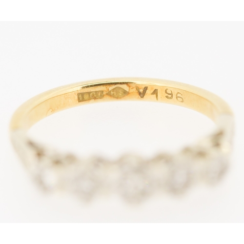 269 - Diamond Five Stone Graduated Form Ring Mounted in 18 Carat Yellow Gold Ring Size K and a Half