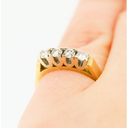 270 - Diamond Four Stone Ring Mounted in 18 Carat Yellow Gold Ring Size M