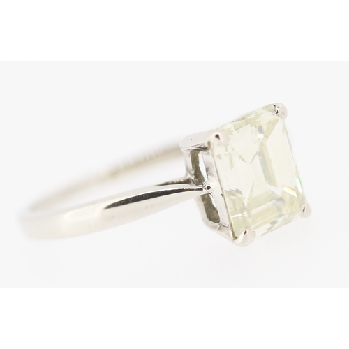 272 - Emerald Cut Diamond Solitaire Four Claw Set Ring Mounted in Platinum Colour L/M Clarity VS1/VS2 Diam... 