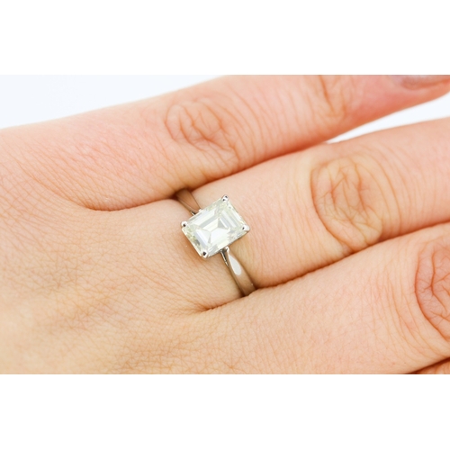 272 - Emerald Cut Diamond Solitaire Four Claw Set Ring Mounted in Platinum Colour L/M Clarity VS1/VS2 Diam... 