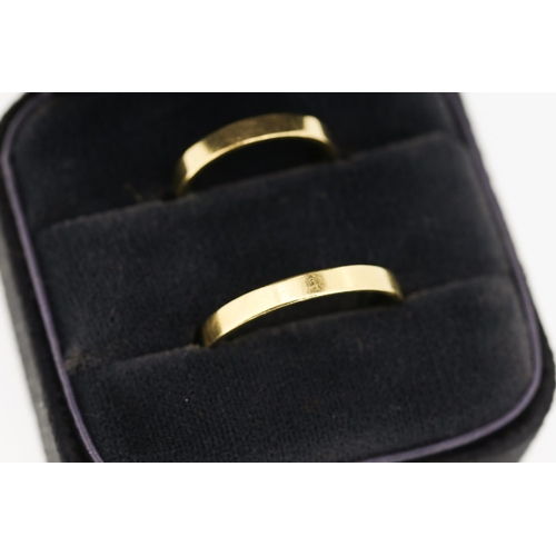 273 - Tiffany & Co 18 Carat Yellow Gold Matching Wedding Band Rings Sizes L and X With Original Presentati... 