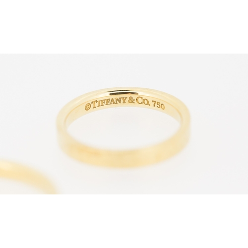 273 - Tiffany & Co 18 Carat Yellow Gold Matching Wedding Band Rings Sizes L and X With Original Presentati... 