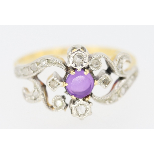 284 - Finely Detailed Amethyst Centre Stone Diamond Cluster Ring Mounted in 18 Carat Yellow and White Gold... 