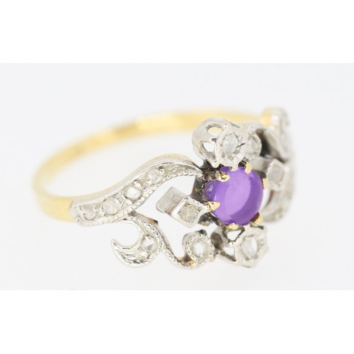 284 - Finely Detailed Amethyst Centre Stone Diamond Cluster Ring Mounted in 18 Carat Yellow and White Gold... 