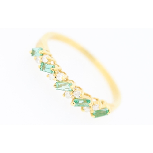 286 - Attractively Detailed Baguette Cut Emerald and Diamond Set Ring Mounted in 18 Carat Yellow Gold Ring... 