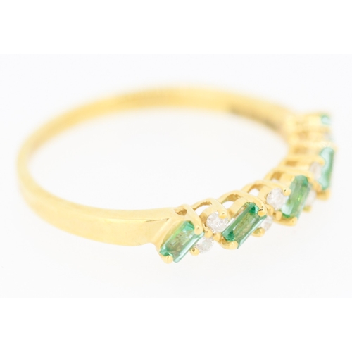 286 - Attractively Detailed Baguette Cut Emerald and Diamond Set Ring Mounted in 18 Carat Yellow Gold Ring... 