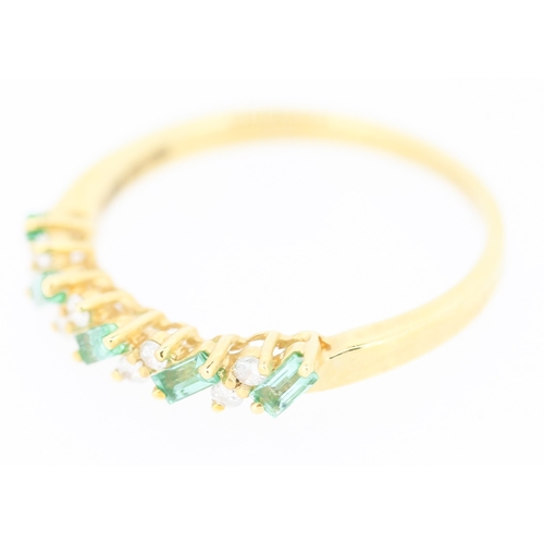 286 - Attractively Detailed Baguette Cut Emerald and Diamond Set Ring Mounted in 18 Carat Yellow Gold Ring... 