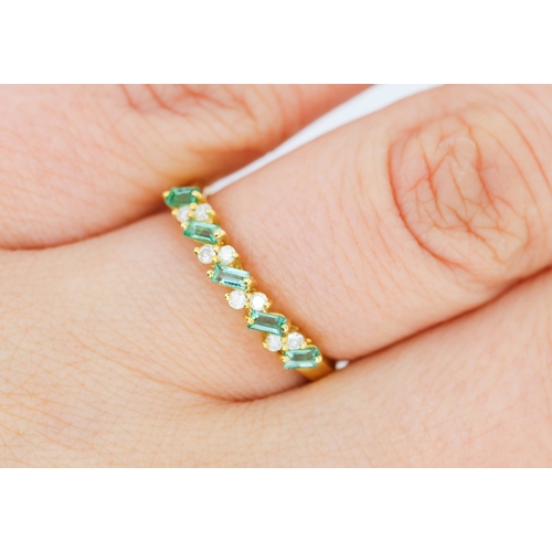 286 - Attractively Detailed Baguette Cut Emerald and Diamond Set Ring Mounted in 18 Carat Yellow Gold Ring... 