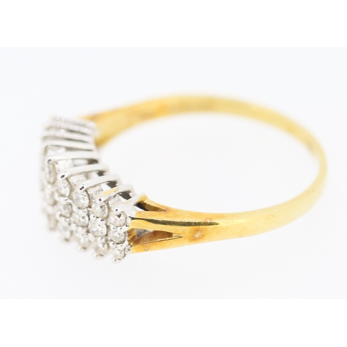 287 - Diamond Three Row Cluster Set Ring Mounted in 18 Carat Yellow Gold Ring Size O and a Half