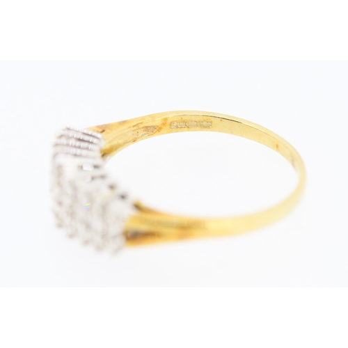 287 - Diamond Three Row Cluster Set Ring Mounted in 18 Carat Yellow Gold Ring Size O and a Half