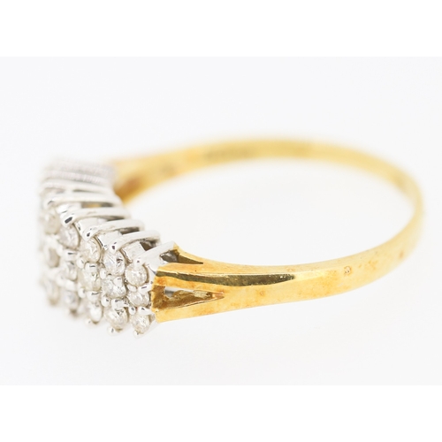 287 - Diamond Three Row Cluster Set Ring Mounted in 18 Carat Yellow Gold Ring Size O and a Half