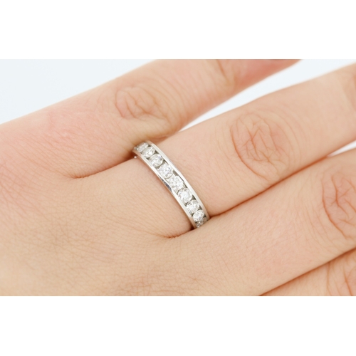 289 - Ten Stone Diamond Channel Set Ring Mounted in 18 Carat White Gold Ring Size M and a Half Total Diamo... 