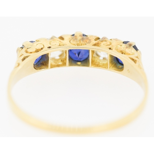 290 - Sapphire and Diamond Set Five Stone Ring Mounted in 18 Carat Yellow Gold Ring Size U and a Half