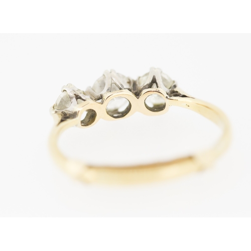 291 - European Cut Diamond Three Stone Ring Set in Platinum Mounted on 18 Carat Yellow Gold Ring Size K an... 