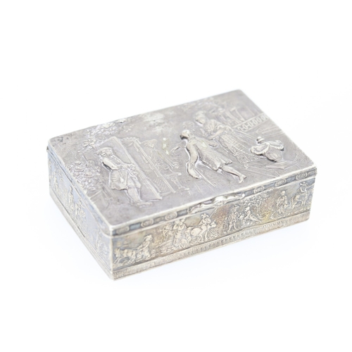 292 - Silver Desk Box with Court Scene Attractively Detailed 12cm by 8cm by 4cm