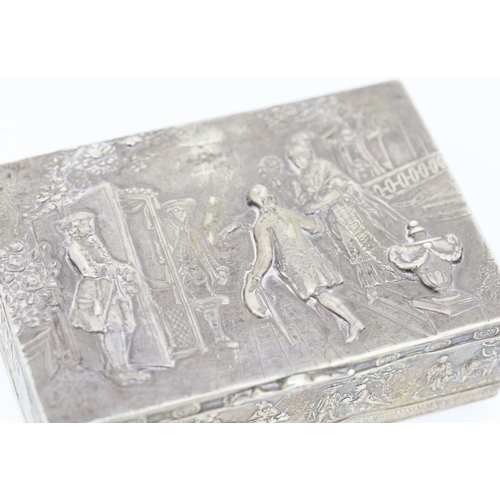 292 - Silver Desk Box with Court Scene Attractively Detailed 12cm by 8cm by 4cm