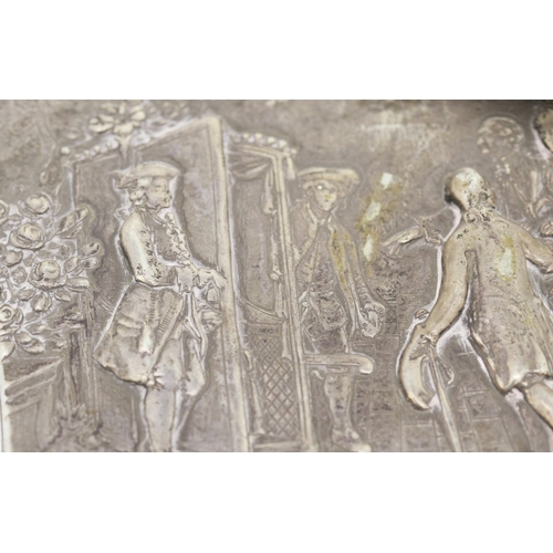 292 - Silver Desk Box with Court Scene Attractively Detailed 12cm by 8cm by 4cm