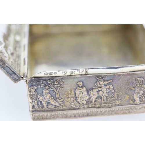 292 - Silver Desk Box with Court Scene Attractively Detailed 12cm by 8cm by 4cm