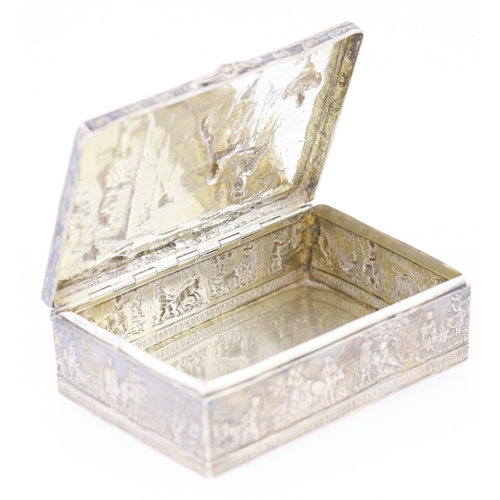 292 - Silver Desk Box with Court Scene Attractively Detailed 12cm by 8cm by 4cm