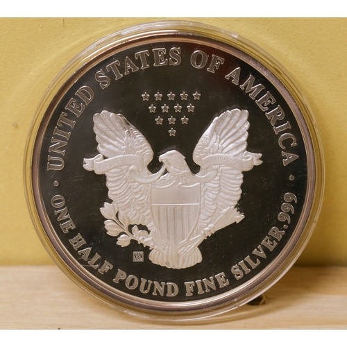 296 - Fine 999.9 Silver One Half Pound United States of America 1996 Coin Encapsulated