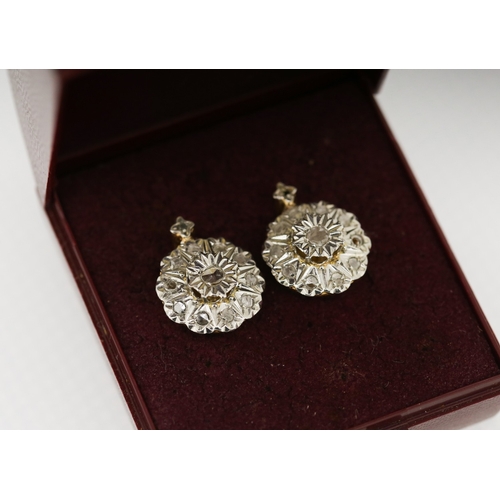 299 - Pair of Ladies Diamond Cluster Earrings Set in Platinum Mounted on 18 Carat White Gold Each 1.5cm Hi... 