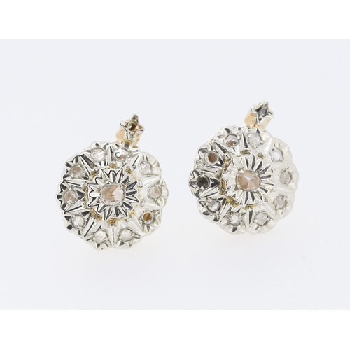 299 - Pair of Ladies Diamond Cluster Earrings Set in Platinum Mounted on 18 Carat White Gold Each 1.5cm Hi... 