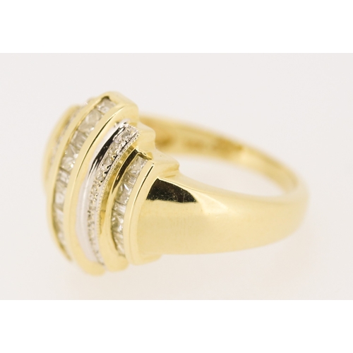 300 - Diamond Set Five Row Cluster Ring Mounted in 14 Carat Yellow Gold Ring Size O and a Half