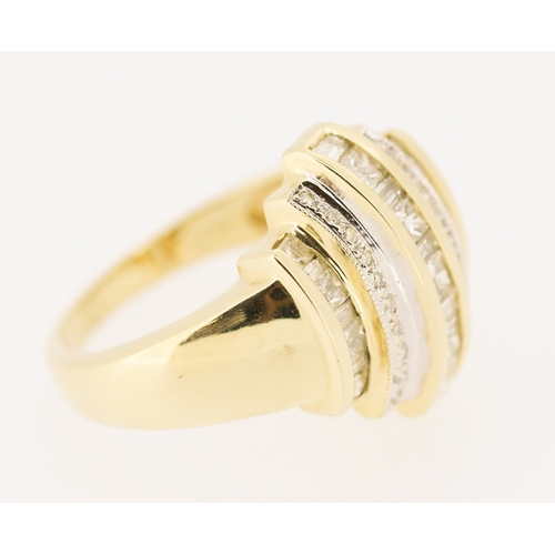 300 - Diamond Set Five Row Cluster Ring Mounted in 14 Carat Yellow Gold Ring Size O and a Half