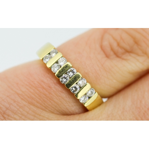 303 - Diamond Ten Stone Bar Set Ring Mounted in 18 Carat Yellow Gold Ring Size L