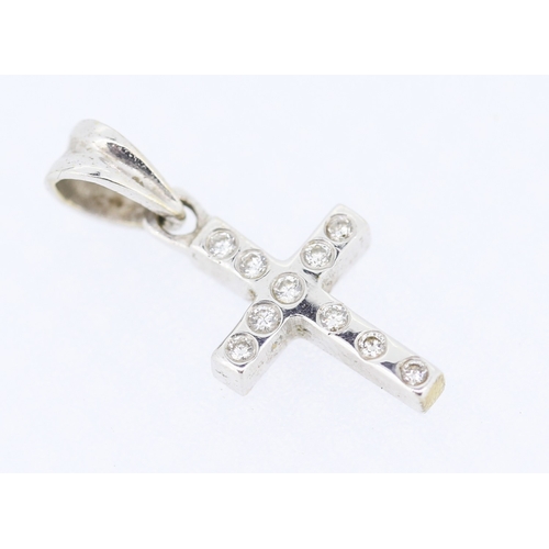 312 - Diamond Set Cross Pendant Mounted in 18 Carat White Gold 1.5cm High