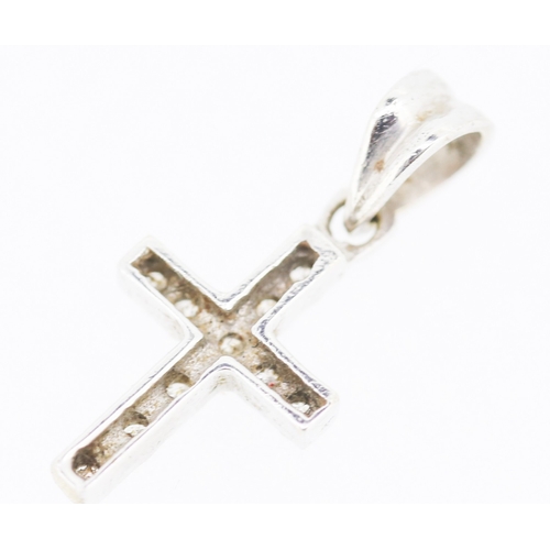 312 - Diamond Set Cross Pendant Mounted in 18 Carat White Gold 1.5cm High