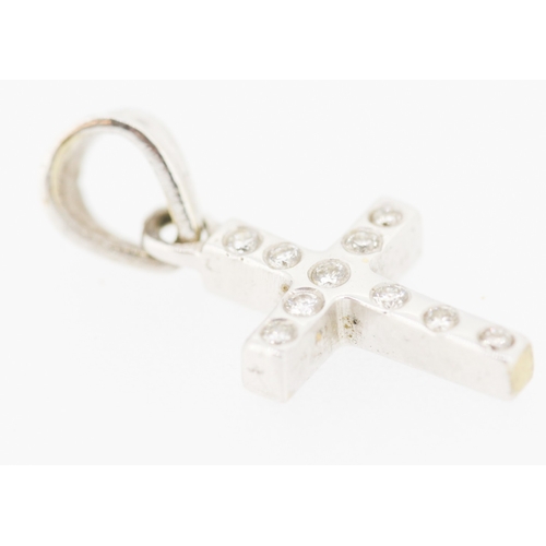 312 - Diamond Set Cross Pendant Mounted in 18 Carat White Gold 1.5cm High