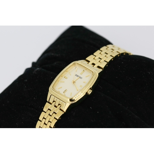 315 - Seiko Ladies Gold Tone Wristwatch Japan Movement Champagne Dial with Original Presentation Box