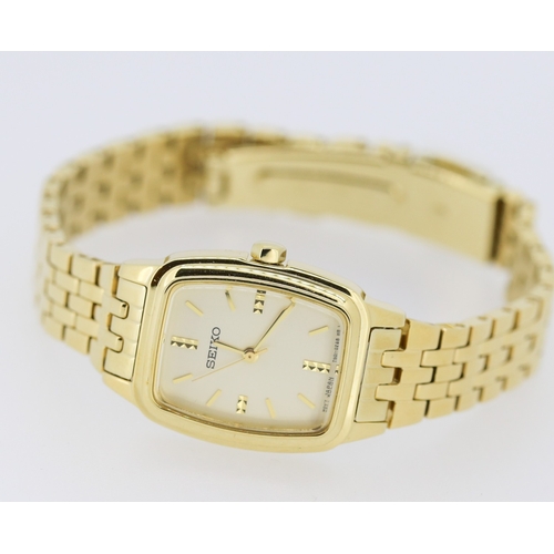 315 - Seiko Ladies Gold Tone Wristwatch Japan Movement Champagne Dial with Original Presentation Box