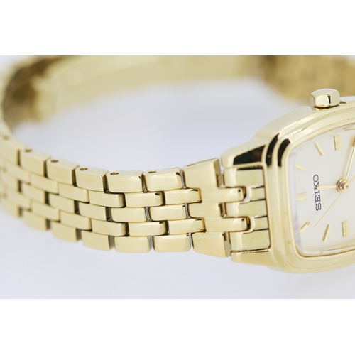 315 - Seiko Ladies Gold Tone Wristwatch Japan Movement Champagne Dial with Original Presentation Box