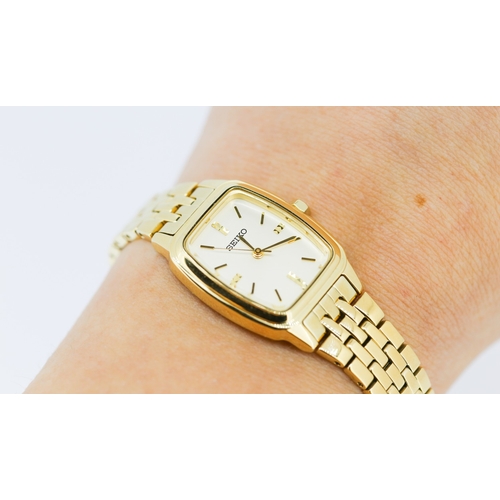 315 - Seiko Ladies Gold Tone Wristwatch Japan Movement Champagne Dial with Original Presentation Box