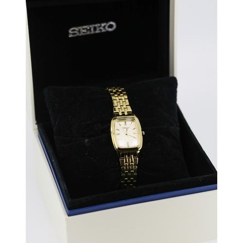 315 - Seiko Ladies Gold Tone Wristwatch Japan Movement Champagne Dial with Original Presentation Box