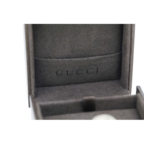 319 - Gucci Diamond Set Buckle Motif Ring Mounted in 18 Carat White Gold Ring Size O with Original Present... 