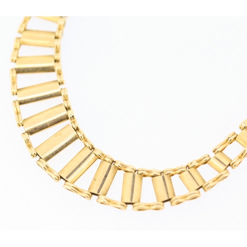 324 - 9 Carat Yellow Gold Graduated Form Fancy Link Necklace 40cm Long