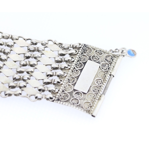 325 - Finely Detailed Silver Fancy Link Bracelet 18.5cm Long