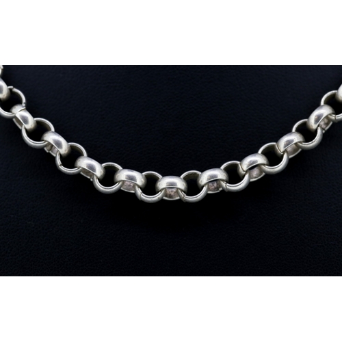 326 - Silver Belcher Link Necklace 50cm Long