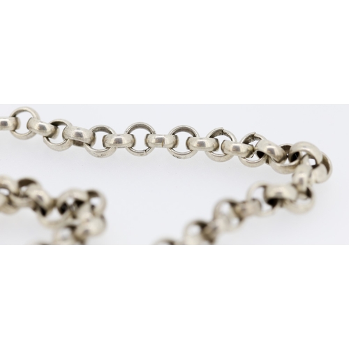 326 - Silver Belcher Link Necklace 50cm Long