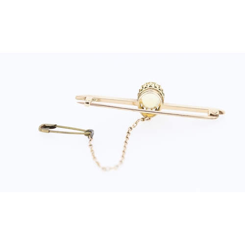 336 - Citrine Set 9 Carat Yellow Gold Ladies Bar Brooch with 9 Carat Yellow Gold Safety Chain and Pin 5cm ... 