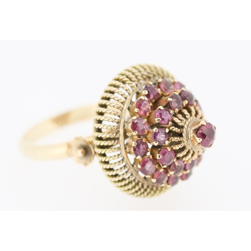 339 - Finely Detailed Ruby Set Dome Form Ring Mounted in 10 Carat Yellow Gold Ring Size M