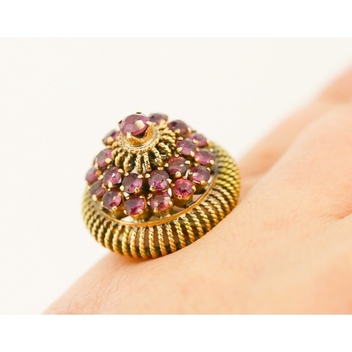 339 - Finely Detailed Ruby Set Dome Form Ring Mounted in 10 Carat Yellow Gold Ring Size M