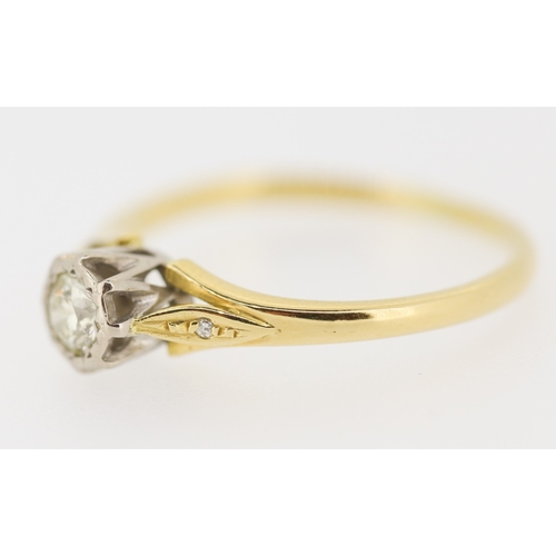 349 - Diamond Solitaire Ring Mounted on 18 Carat Yellow Gold Ring Size O and a Half