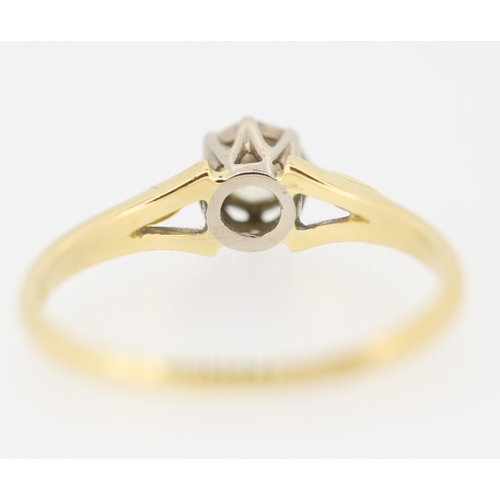 349 - Diamond Solitaire Ring Mounted on 18 Carat Yellow Gold Ring Size O and a Half