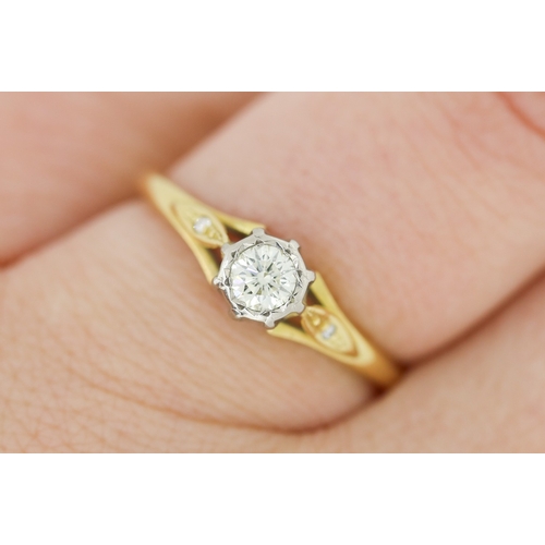 349 - Diamond Solitaire Ring Mounted on 18 Carat Yellow Gold Ring Size O and a Half